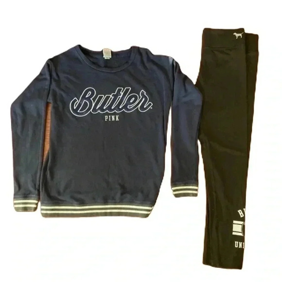 Victoria Secret Pink Rare "Butler" Matching Sweatshirt and Leggings Set Sz. M - Picture 1 of 9